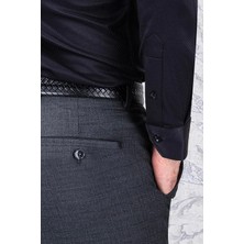 Paco Romano Erkek Slim Fit Uzun Kol 6 Drop Siyah Gömlek