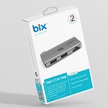 Bix BX21HB Type-C'den 2 Bağlantı Noktalı Ethernet USB 3.2 Hub