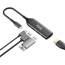 Bix BX03HB MAX 4in1 Type-C Hub 4K@30Hz HDCP HDMI, PD Port, 2x USB, Macbook Uyumlu Çoklayıcı Adaptör