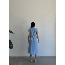 Butik Serdivan Butikserdivan Kadın  Elbise Mavi Düğmeli Elbise Trend