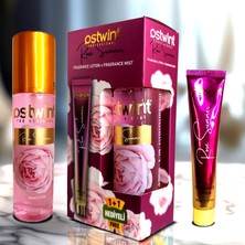 Ostwint Rose Summer Vücut Spreyi, 200ml Vücut Kremi 50ml, Tatlı Yaz Akşamı Esintisi ve Çiçeksi Parfüm Kokusu
