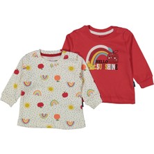 by BebekOdam Ekru Kırmızı Elma Güneş Baskılı 2'li Body Set