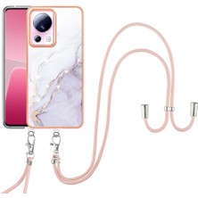 Mellow Shop Xiaomi 13 Lite 5g Tampon Mermer Anti-Scratch Yumuşak Crossbody Kayış (Yurt Dışından)