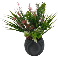 Ddpest Ds- DDS-302 Saksıda Yapay Çiçek Aranjman , Taş Yosunlu , Gerçekci Görünüm Yeni Trend