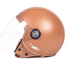 Sway 701 Kahverengi Deri Yarım Kask