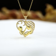 Beyaz Taşlı Anne Bebek Gümüş Kolye