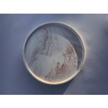 Refox Mermer Desenli Kahverengi 26CM Banyo,dekoratif,sunumluk Tepsi