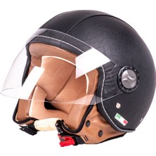 Sway 701 Siyah Deri Yarım Kask