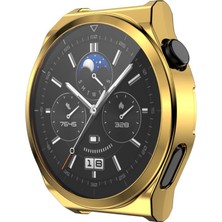 Megafox Teknoloji Huawei Watch Gt 3 Pro Kasa Koruyucu Silikon Darbe Emici Koruma Silikon Ekran Koruyucu Gard 02, Gold