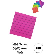 Ezoshop Şeffaf Renkli Postit Yapışkan Post-It Not Kağıdı Çizgili Karenot Pembe