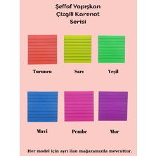 Ezoshop Şeffaf Renkli Postit Yapışkan Post-It Not Kağıdı Çizgili Karenot Pembe