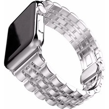 Megafox Teknoloji Apple Watch Uyumlu Kordon Paslanmaz Metal Çelik Kayış, Gümüş