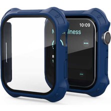 Megafox Teknoloji Apple Watch 7 Uyumlu Tank Zırh Kasa ve Mat Görünümlü Ekran Koruyucu Watch Gard 11, Lacivert