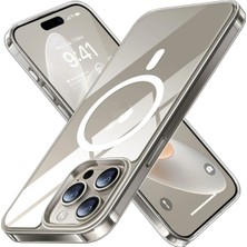 Vip Case İphone 15 Pro Max Kamera Çıkıntılı - Kamera Çıkıntılı Şeffaf Magsafe Kablosuz Şarj Destekli V-Mags Kılıf