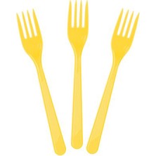 Parti Dükkanım Sarı Plastik Çatal Lüks 25 Adet