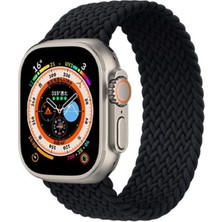 Megafox Teknoloji Apple Watch Uyumlu Kordon Small Solo Hasır Örgü Işlemeli Kayış, Siyah