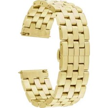 Megafox Teknoloji Samsung Galaxy Gear Sport Uyumlu Kordon Paslanmaz Metal Geçmeli Kayış, Gold