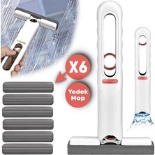 Tilbe Home Taşınabilir Mini Mop Paspası Temizlik Süngeri Mutfak Tezgahı Pencere Cam Zemin Silme 6 Yedek Mop