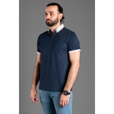 Zeki Özer Erkek Lacivert Fermuarlı Polo Yaka T-Shirt