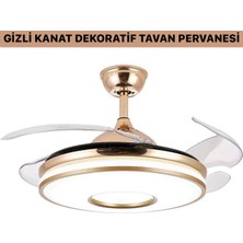 END Gizli Kanat LED Aydınlatmalı Dekoratif Tavan Pervanesi Uzaktan Kumandalı