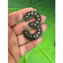 Gönülden Tasarım 5x4 cm Ütü Ile Yapışan Taşlı 3 Rakamı Arma Dikiş Giyim Aksesuarı