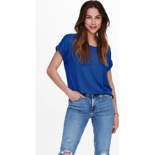 Only 15106662 Acık Yaka Kol Katlamalı Kısa Kol T-Shirt