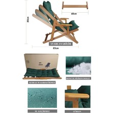 Mis Dekor Kimya Ahşap Katlanabilir Taşınabilir  Puf Şezlong Bahçe/balkon/teras/plaj