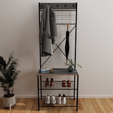 Güzelkan Madeni Eşya Dar Metal Portmanto, Elbise Askılığı, Vestiyer, Ayakkabılık Füme 1360