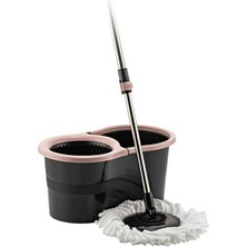 Tilbe Home 360 Derece Döner Başlıklı Lüx Temizlik Kova Microfiber Mop Paspas Metal Saplı Seti 13 Litre