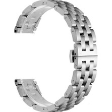 Megafox Teknoloji Samsung Galaxy Watch Uyumlu Kordon Paslanmaz Metal Geçmeli Kayış, Gümüş