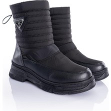 Getcho Levan Kadın Kalın Tabanlı Siyah Mat Kar Botu