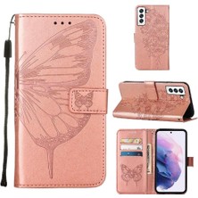 Mellow Shop Samsung Galaxy S22 5g Kabartma Kelebek Premium Deri Flip Case (Yurt Dışından)