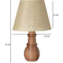 EFLIGHTDESIGN Ahşap Abajur Krem Modern Şık Yatak Odası Salon Masa Lambası
