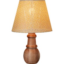EFLIGHTDESIGN Ahşap Abajur Krem Modern Şık Yatak Odası Salon Masa Lambası