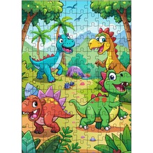 Tablomega Ahşap Mdf Puzzle Yapboz Yavru Dinozorlar Ormanda 120 Parça 25*35 cm