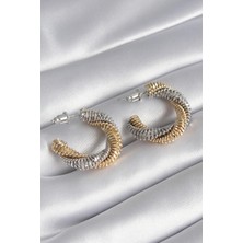 E-Bijuteri Pirinç Mix Renk Sarmal Halka Model Kadın Küpe