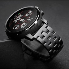 Megafox Teknoloji Samsung Galaxy Watch Uyumlu Kordon Paslanmaz Metal Geçmeli Kayış, Siyah