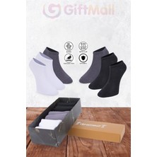 GIFT MALL Bambu Kadın Patik Düz Çorap Dikişsiz Premium Kutulu 6'lı