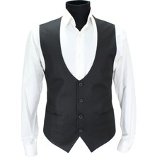 Mentor Regalo Erkek Yelek U Yaka Siyah Armürlü 50620