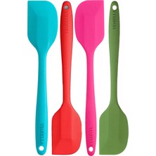 4lü Silikon Spatula Seti Yanmaz Yapışmaz Çizmez Turkuaz-Kırmızı-Fuşya-Yeşil 27cm