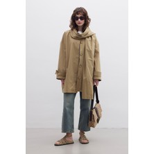 Manuka Stokholm Şal Detaylı Oversıze Trençkot Yeşil