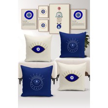 Bertille Home Nazar Serisi Çift Tarafı Dijital Baskılı  4'lü Kırlent Kılıfı Seti (Evil Eye Cushion Cover)