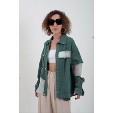 Zelish My Sister Zümrüt Yeşil File Detaylı Denim Ceket