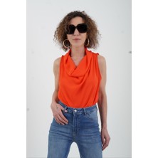 Zelish My Sister Nar Çiçeği Avril Degaje Yaka Bluz