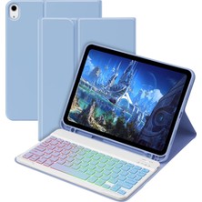 Five-E Apple iPad Air 4. Nesil 10.9 Inc (2020) Rgb LED Işıklı Türkçe Karakterli Bluetooth Özellikli Kalemlikli Klavyeli Kılıf A2316 A2324 A2325 A2072