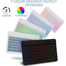 Five-E Apple iPad Air 4. Nesil 10.9 Inc (2020) Rgb LED Işıklı Türkçe Karakterli Bluetooth Özellikli Kalemlikli Klavyeli Kılıf A2316 A2324 A2325 A2072