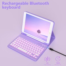 Five-E Apple iPad 5. Nesil 9.7 Inc (2017) Rgb LED Işıklı Türkçe Karakterli Bluetooth Özellikli Kalemlikli Klavyeli Kılıf A1822 A1823