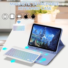 Five-E Apple iPad Air 4. Nesil 10.9 Inc (2020) Rgb LED Işıklı Türkçe Karakterli Bluetooth Özellikli Kalemlikli Klavyeli Kılıf A2316 A2324 A2325 A2072