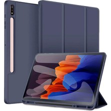 Five-E Samsung Galaxy Tab S7 Plus Kalem Şarjına Uygun Kalemlikli Stromix Smart Kılıf ve Ekran Koruyucu Sm- T970 T975 T976