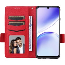 BDT Boutique Realme C53 4g Manyetik Kart Yuvaları Için Kılıf Tutucu Cüzdan Pu Deri Yan (Yurt Dışından)